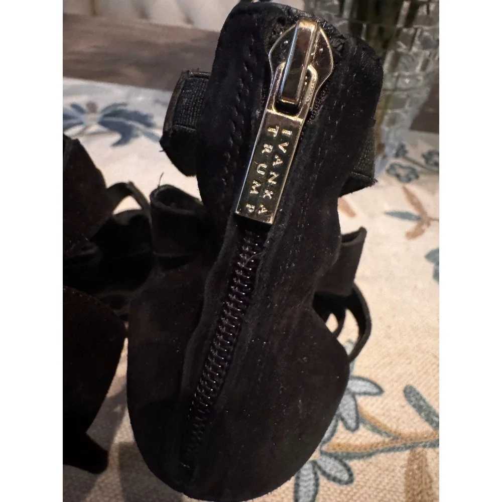 Ivanka Trump Black Suede Leather‎ Gladiator Heels Strappy Stiletto 7.5M